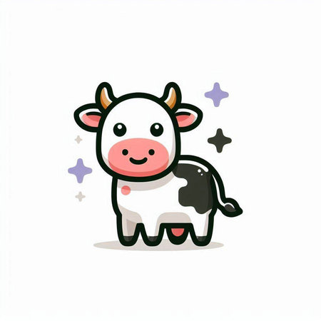 Cute cartoon cow on white background. Vector illustration for your designのイラスト素材