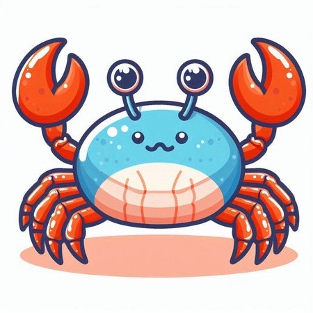 Cartoon crab isolated on white background. Vector illustration of cute cartoon crab.のイラスト素材