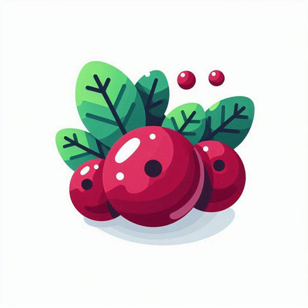 Cranberry vector illustration isolated on white background. Cute cartoon berry.のイラスト素材