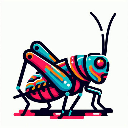 Grasshopper. Colorful vector illustration isolated on white background.のイラスト素材