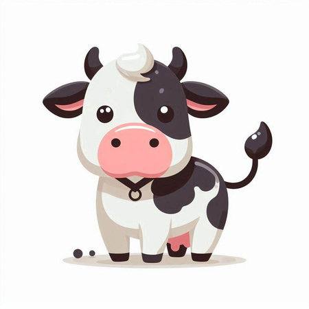 Cute cartoon cow isolated on a white background. Vector illustration.のイラスト素材