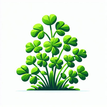 vector illustration of a green clover isolated on a white background.のイラスト素材