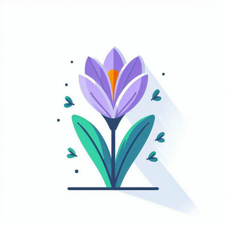 Purple crocus isolated on a white background. Vector illustration.のイラスト素材