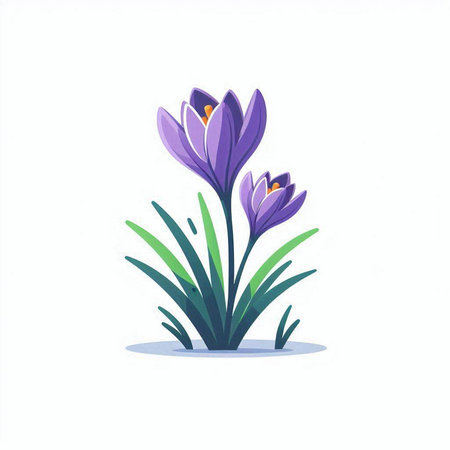 Beautiful purple crocus flower isolated on white background. Vector illustration.のイラスト素材