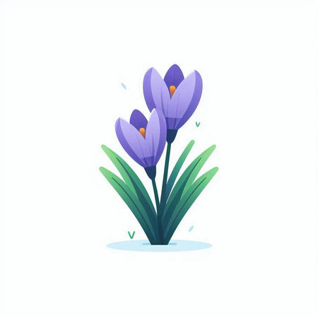 Crocuses. Spring flowers. Vector illustration in flat style.のイラスト素材