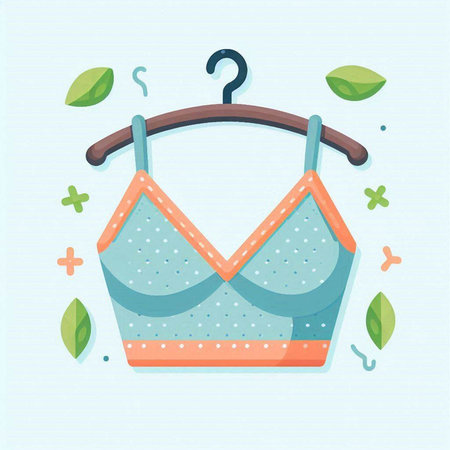 Women's bra on a hanger. Vector illustration in flat styleのイラスト素材