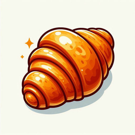 Croissant isolated on white background. Vector illustration in cartoon style.のイラスト素材