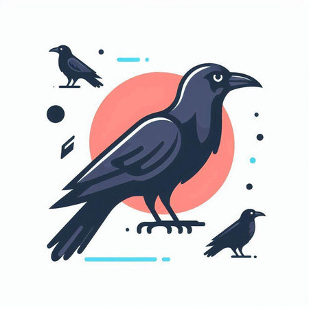 Crow. Bird. Vector illustration in flat style on white background.のイラスト素材