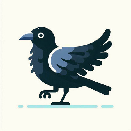 Cute bird with spread wings. Vector illustration in flat style.のイラスト素材