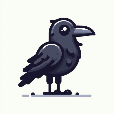 Cute cartoon crow. Vector illustration isolated on a white background.のイラスト素材