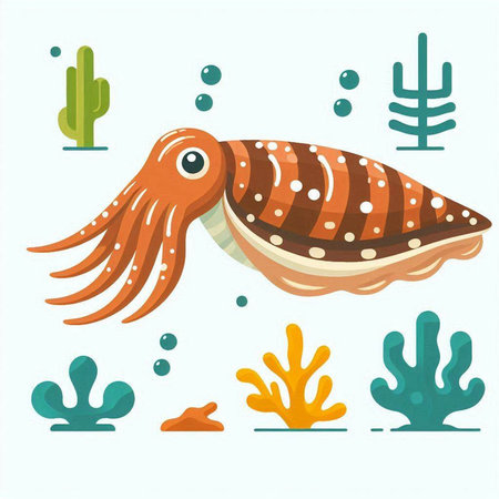 Octopus vector illustration. Sea life. Cute cartoon style.のイラスト素材