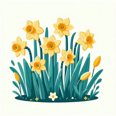 Daffodils in the garden. Vector illustration. Eps 10.のイラスト素材