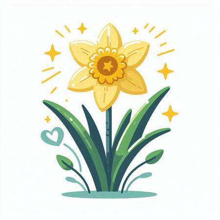 Daffodil flower on a white background. Vector illustration.のイラスト素材