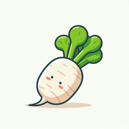 Cartoon radish character. Cute vegetable, vector illustration.のイラスト素材