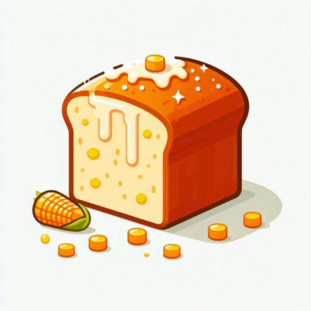 Illustration of a loaf of bread and corn on a white backgroundのイラスト素材