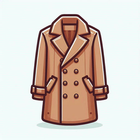 Vector illustration of a brown coat isolated on white background. Cartoon style.のイラスト素材