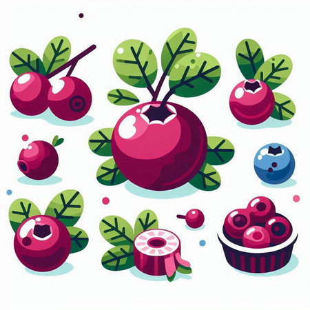 Cranberry, cranberry, cherry, cherry, berry, vector illustrationのイラスト素材