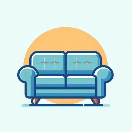 Sofa in flat style. Vector illustration of sofa in flat style.のイラスト素材
