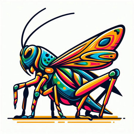 Colorful grasshopper isolated on white background. Vector illustration.のイラスト素材