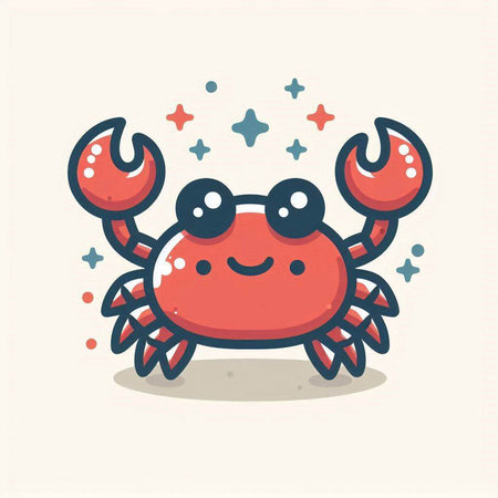 Cute crab icon. Cartoon illustration of cute crab icon for web designのイラスト素材