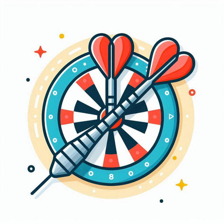 Darts icon on white background. Vector illustration in flat style.のイラスト素材