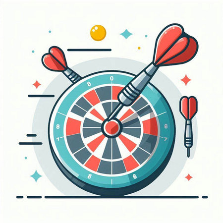 Darts game icon. Dartboard and darts. Vector illustration.のイラスト素材
