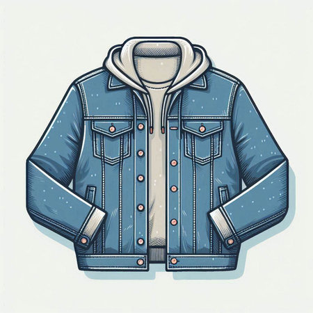 Denim jacket with pockets. Vector illustration of a jacket with pockets.のイラスト素材