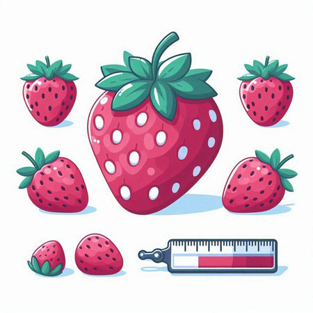 Strawberry set. Vector illustration isolated on a white background.のイラスト素材