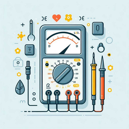 Multimeter, multimeter, voltmeter, tester. Multimeter for measurement of electric current. Vector illustration.のイラスト素材