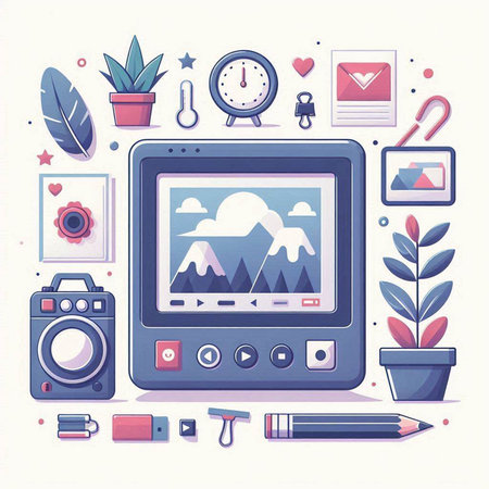 Vector illustration of modern flat design elements for social media and communication.のイラスト素材