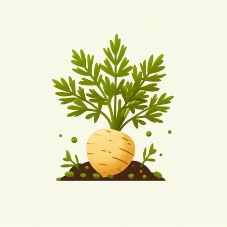 Ripe carrot growing in soil. Vector illustration. Eps 10.のイラスト素材