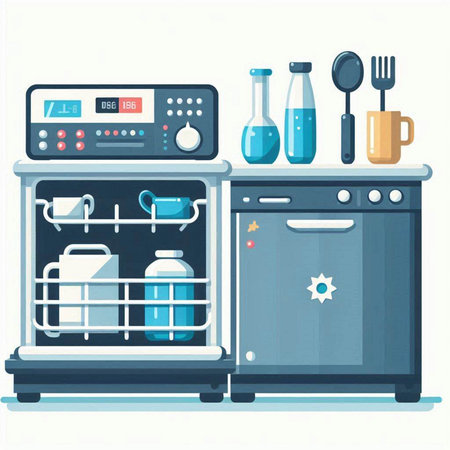 Kitchen equipment in flat style. Vector illustration of kitchen equipment.のイラスト素材