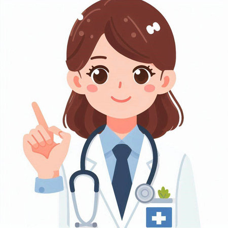 Female doctor with stethoscope on white background. Vector illustration.のイラスト素材