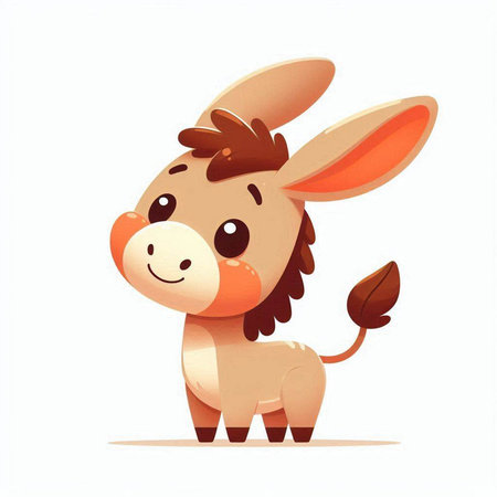 Cute cartoon donkey. Vector illustration isolated on a white background.のイラスト素材