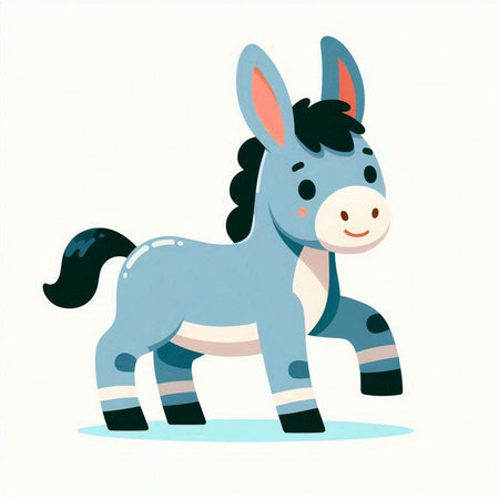 Cute cartoon donkey. Vector illustration isolated on a white background.のイラスト素材