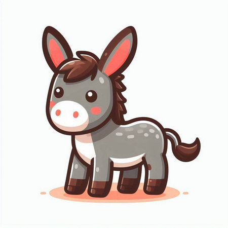 Cute cartoon donkey. Vector illustration isolated on a white background.のイラスト素材