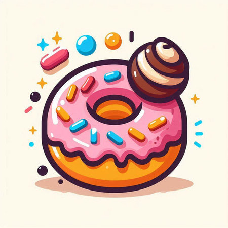 Donut icon. Vector illustration of sweet donut with glaze.のイラスト素材