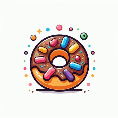 Donut with colorful glaze and sprinkles. Vector illustration.のイラスト素材