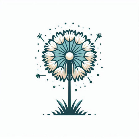 Dandelion flower vector illustration. Hand drawn dandelion flower.のイラスト素材