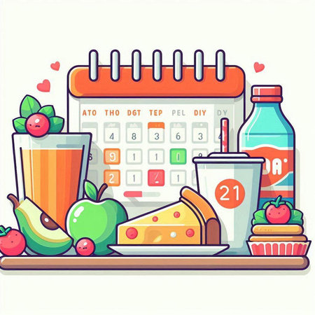 Healthy food and drink in a flat style. Vector illustration.のイラスト素材