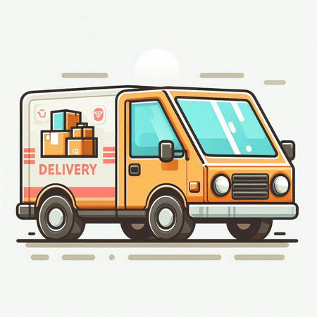 Illustration of delivery van with boxes. Delivery service concept. Vector illustration.のイラスト素材