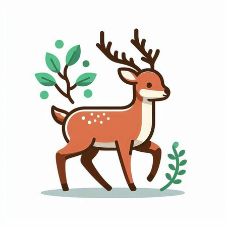 Deer on a white background. Vector illustration in flat style.のイラスト素材