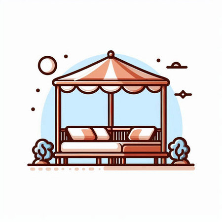 Gazebo in the park. Vector illustration in flat styleのイラスト素材
