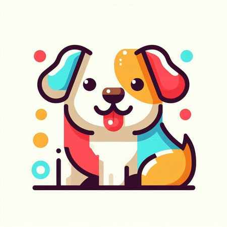 Cute cartoon dog. Vector illustration on white background. Flat style.のイラスト素材