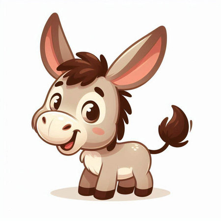 Cute cartoon donkey. Vector illustration isolated on a white background.のイラスト素材