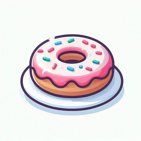 Donut icon isolated on white background. Vector illustration in cartoon style.のイラスト素材