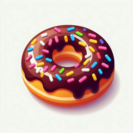 Donut with glaze and sprinkles on a white background.のイラスト素材