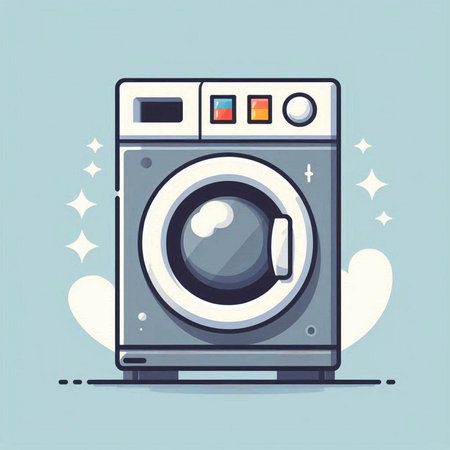 Vector illustration of washing machine in flat design style. Laundry concept.のイラスト素材