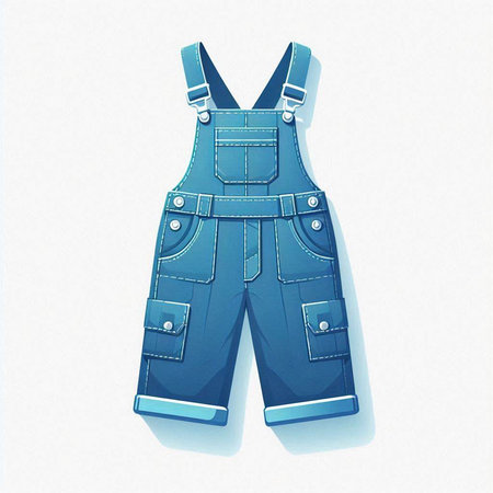 Denim overalls isolated on the white background. Vector illustration.のイラスト素材