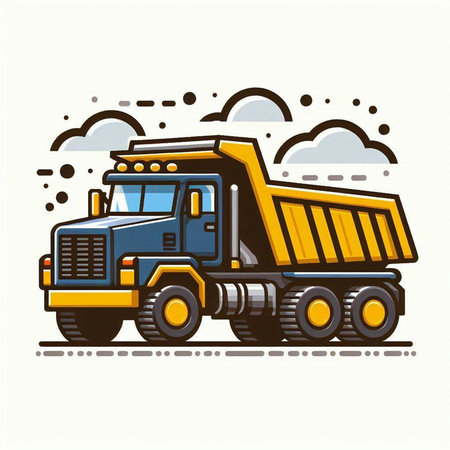 Illustration of a dump truck in cartoon style on a white backgroundのイラスト素材